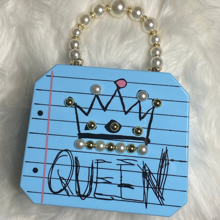 Light Blue Doodle Queen with pearl handle
